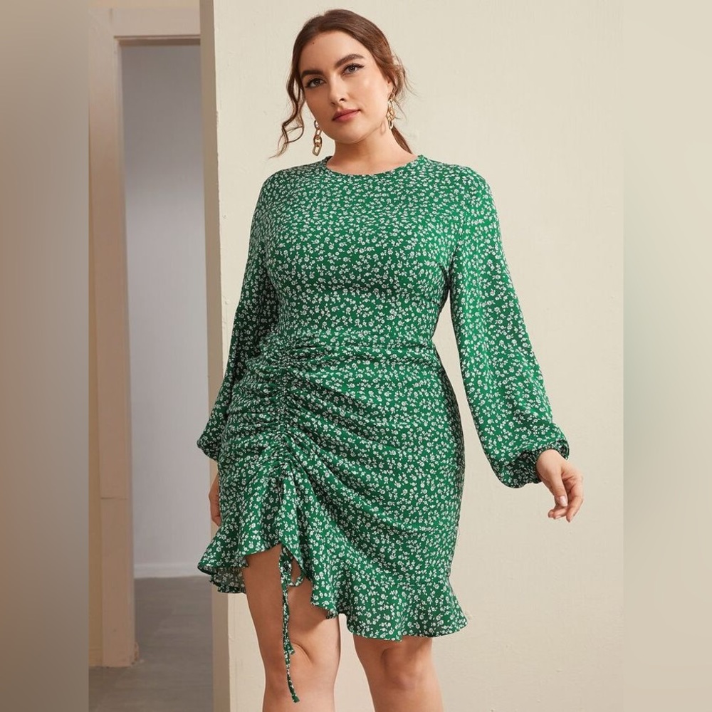 SHEIN green floral dress.